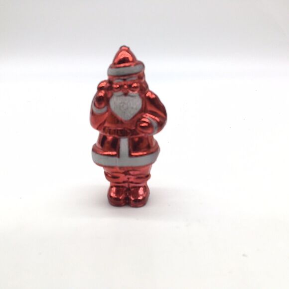 Vtg Mid Century Christmas Hard Plastic Celluloid Red Shiny Santa Figure Ornament - Picture 2 of 9